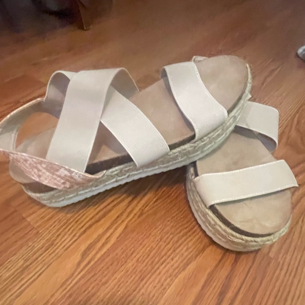 Madden Girl Cream Platform Espadrille Sandals